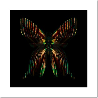 Fantasy Butterfly  with Rippled Green Wings Posters and Art